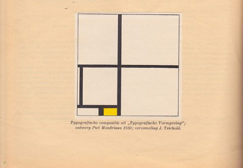“Typografische Compositie” van Piet Mondriaan Grafiek, no. 18 (1945).