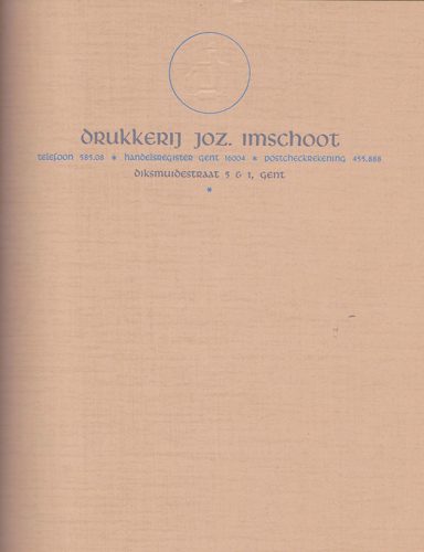 Briefpapier drukk J. Imschoot. Ontwerp Jozef Imschoot.