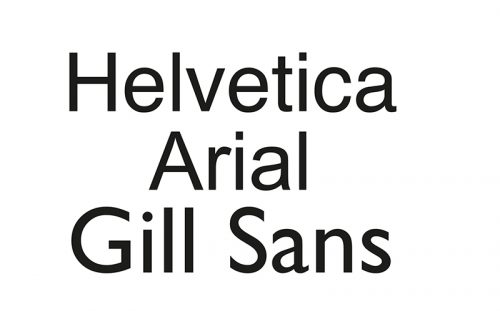 Figure 1. From top to bottom: Helvetica, Arial, Gill Sans.
