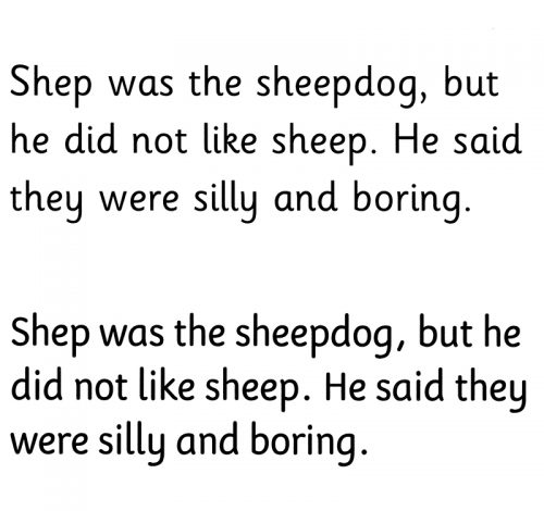 Figure 9. Sassoon Primary (top) and Fabula (Bottom). Sue Walker, The Songs the Letters Sing: Typography and Children’s Reading (Reading: National Centre for Language and Literacy / The University of Reading, 2005), 12, 13.