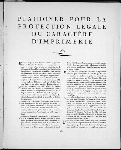 First page of Peignot’s plea for copyrights, AMG 17 (May 1930).